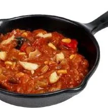 Pisto con bacalao y piñones